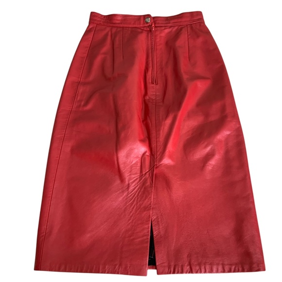 Red Leather Pencil Skirt small - Picture 6 of 9